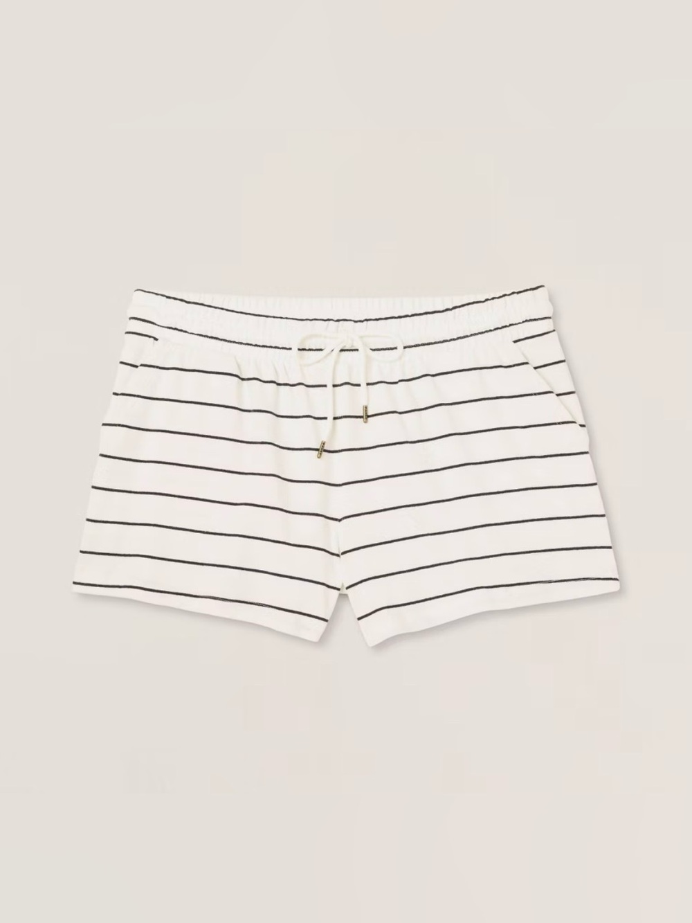Parke Women's High-Rise Drawstring Knit Pull-On Shorts navy blue Striped S NWT